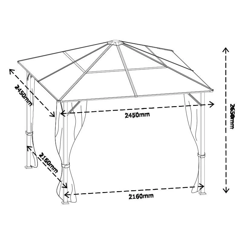 8' X 8' Glendale Peninsula Grey Garden Gazebo (2.5m X 2.5m) 4 8' X 8' Glendale Peninsula Grey Garden Gazebo (2.5m X 2.5m) - Image 2