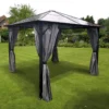 8' X 8' Glendale Peninsula Grey Garden Gazebo (2.5m X 2.5m) -Zen Gardenia Sales gl1803 8x8 glendale peninsular grey garden gazebo insitu1 min 1