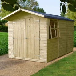 10' X 7' Shire Guernsey Premium Pressure Treated Double Door Garden Shed (3.35m X 2.2m)