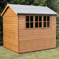 8' X 8' Traditional Heavy Duty Shiplap Apex Wooden Garden Shed (2.44m X 2.44m) -Zen Gardenia Sales heavy duty apex sheds insitu3 min 5