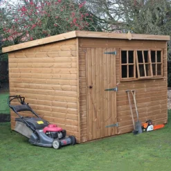 10' X 6' Traditional Heavy Duty Shiplap Pent Wooden Garden Shed (3.05m X 1.83m) -Zen Gardenia Sales heavy duty pent sheds insitu3 min