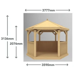 12'x10' (3.6x3.1m) Luxury Wooden Furnished Garden Gazebo With New England Cedar Roof - Seats Up To 10 People -Zen Gardenia Sales hgg36mneccfin 3 6m cedar roof furnished cream dimensions