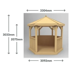 10'x9' (3x2.7m) Luxury Wooden Furnished Garden Gazebo With New England Cedar Roof - Seats Up To 10 People 20 10'x9' (3x2.7m) Luxury Wooden Furnished Garden Gazebo With New England Cedar Roof - Seats Up To 10 People -Zen Gardenia Sales hgg3mneccfin 3m cedar roof furnished cream dimensions