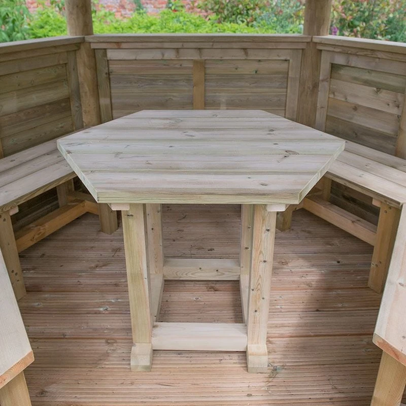 10'x9' (3x2.7m) Luxury Wooden Furnished Garden Gazebo With New England Cedar Roof - Seats Up To 10 People 9 10'x9' (3x2.7m) Luxury Wooden Furnished Garden Gazebo With New England Cedar Roof - Seats Up To 10 People - Image 7