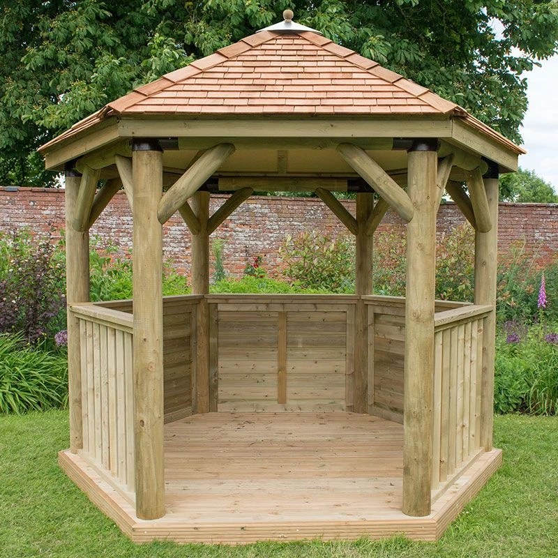 10'x9' (3x2.7m) Luxury Wooden Garden Gazebo With New England Cedar Roof - Seats Up To 10 People 3 10'x9' (3x2.7m) Luxury Wooden Garden Gazebo With New England Cedar Roof - Seats Up To 10 People