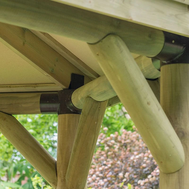 10'x9' (3x2.7m) Luxury Wooden Garden Gazebo With New England Cedar Roof - Seats Up To 10 People 11 10'x9' (3x2.7m) Luxury Wooden Garden Gazebo With New England Cedar Roof - Seats Up To 10 People - Image 9