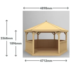 15'x13' (4.7x4m) Luxury Wooden Furnished Garden Gazebo With Thatched Roof - Seats Up To 19 People -Zen Gardenia Sales hgg47mctcfin 4 7m thatched roof furnished cream dimensions