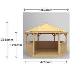 15'x13' (4.7x4m) Luxury Wooden Garden Gazebo With Thatched Roof - Seats Up To 19 People -Zen Gardenia Sales hgg47mctrlcin 4.7m hexagonal gazebo dimensions