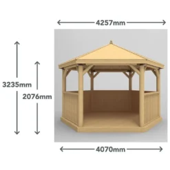 13'x12' (4x3.5m) Luxury Wooden Furnished Garden Gazebo With Country Thatch Roof - Seats Up To 15 People 17 13'x12' (4x3.5m) Luxury Wooden Furnished Garden Gazebo With Country Thatch Roof - Seats Up To 15 People -Zen Gardenia Sales hgg4mctcfin 4m thatched roof furnished cream dimensions