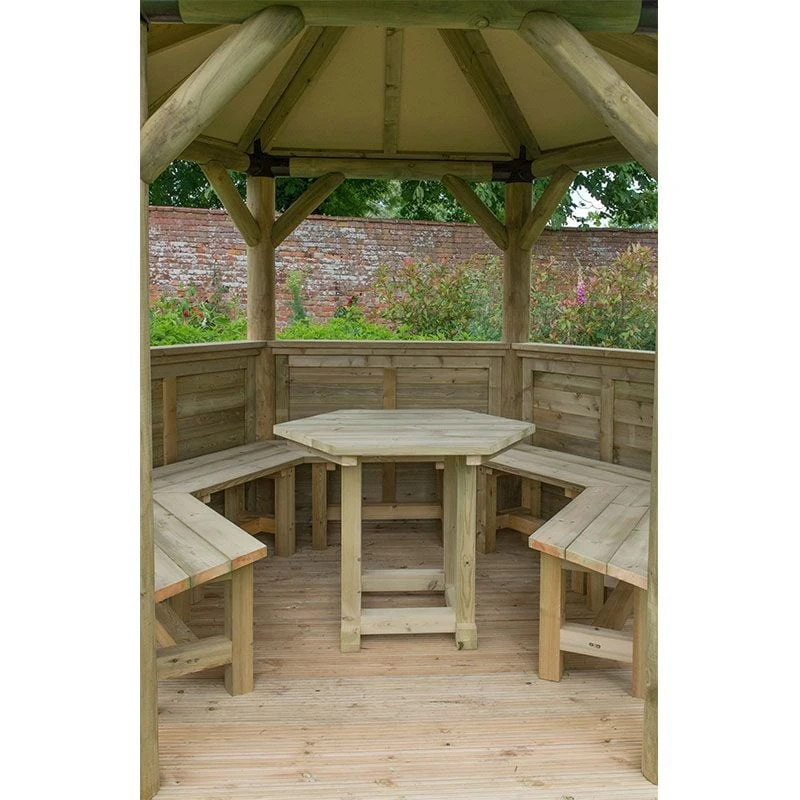 13'x12' (4x3.5m) Luxury Wooden Furnished Garden Gazebo With Country Thatch Roof - Seats Up To 15 People 4 13'x12' (4x3.5m) Luxury Wooden Furnished Garden Gazebo With Country Thatch Roof - Seats Up To 15 People - Image 2
