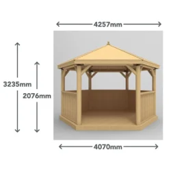 13'x12' (4x3.5m) Luxury Wooden Garden Gazebo With Thatched Roof - Seats Up To 15 People 19 13'x12' (4x3.5m) Luxury Wooden Garden Gazebo With Thatched Roof - Seats Up To 15 People -Zen Gardenia Sales hgg4mctrlcin 4.0m hexagonal gazebo dimensions