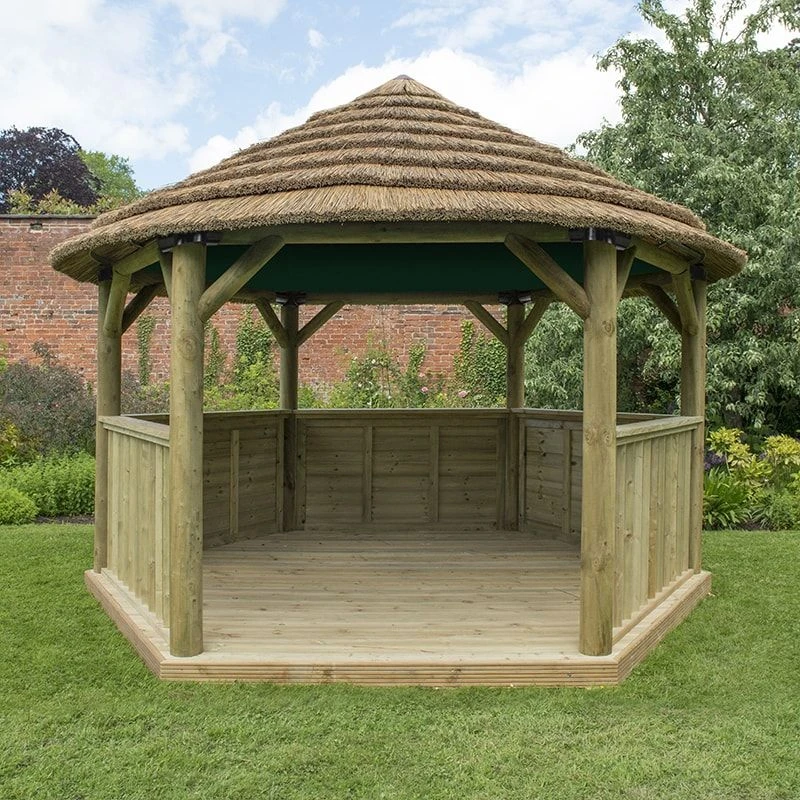 13'x12' (4x3.5m) Luxury Wooden Garden Gazebo With Thatched Roof - Seats Up To 15 People 3 13'x12' (4x3.5m) Luxury Wooden Garden Gazebo With Thatched Roof - Seats Up To 15 People