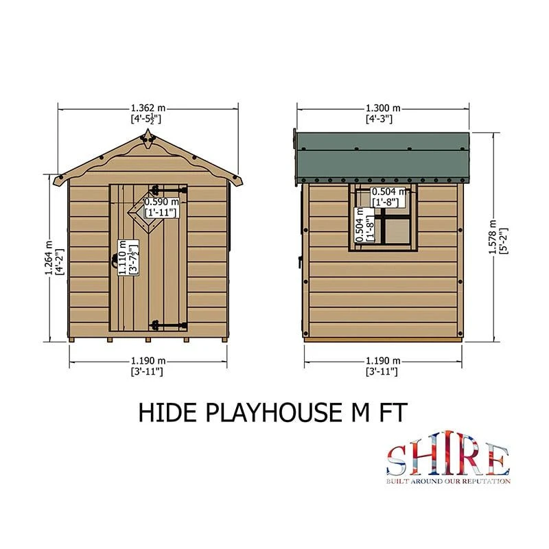 4' X 4' Shire Hide Kids Wooden Playhouse (1.19m X 1.19m) 3 4' X 4' Shire Hide Kids Wooden Playhouse (1.19m X 1.19m) - Image 2