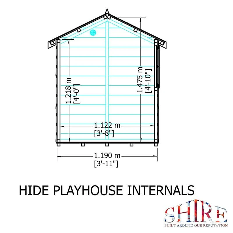 4' X 4' Shire Hide Kids Wooden Playhouse (1.19m X 1.19m) 7 4' X 4' Shire Hide Kids Wooden Playhouse (1.19m X 1.19m) - Image 6
