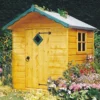 4' X 4' Shire Hide Kids Wooden Playhouse (1.19m X 1.19m) -Zen Gardenia Sales hide0404dsl 1aa insitu min 1