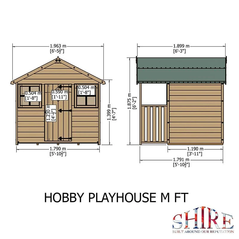 6' X 4' Shire Hobby Kids Wooden Playhouse (1.79m X 1.79m) 4 6' X 4' Shire Hobby Kids Wooden Playhouse (1.79m X 1.79m) - Image 2
