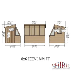 6' X 8' Shire Iceni Pent Potting Shed (1.83m X 2.5m) -Zen Gardenia Sales icen0806dsl 1aa iceni potting shed drawing1 min