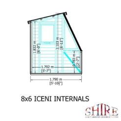 6' X 8' Shire Iceni Pent Potting Shed (1.83m X 2.5m) -Zen Gardenia Sales icen0806dsl 1aa iceni potting shed drawing3 min