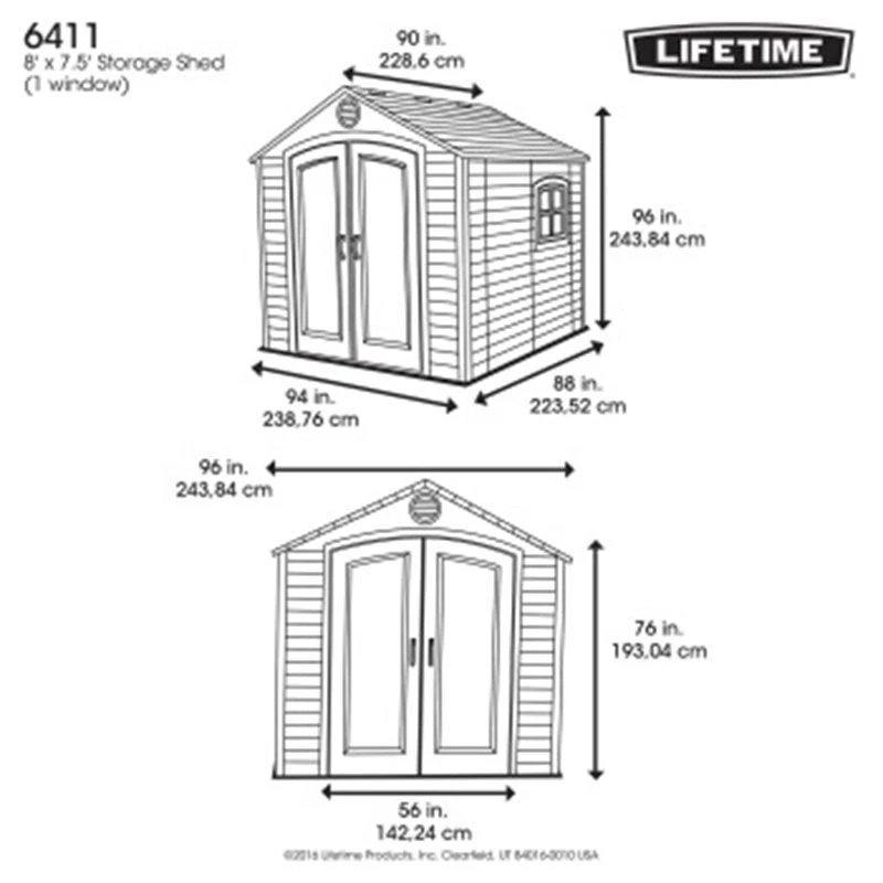 8' X 7.5' Lifetime Special Edition Heavy Duty Plastic Shed (2.43m X 2.28m) 6 8' X 7.5' Lifetime Special Edition Heavy Duty Plastic Shed (2.43m X 2.28m) - Image 4