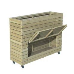 3'11 X 1'4 Forest Linear Tall Wooden Garden Planter With Storage And Wheels (1.2m X 0.4m) -Zen Gardenia Sales linpl12090sw 3