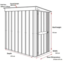 4' X 6' Globel Heritage Green Lean-To Metal Shed (1.24m X 1.8m) -Zen Gardenia Sales lotus 4x6 12x18m lotus lean to heritage green shed