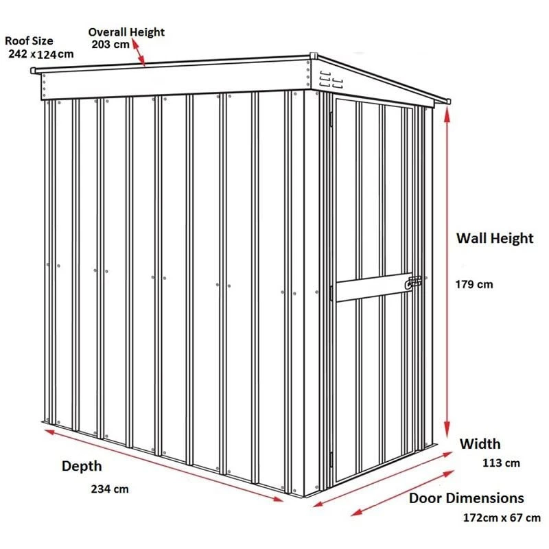 4' X 8' Globel Lean-To Heritage Green Metal Shed (1.24m X 2.42m) 6 4' X 8' Globel Lean-To Heritage Green Metal Shed (1.24m X 2.42m) - Image 4