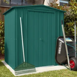 6' X 8' Globel Heritage Green Apex Metal Shed (2.47m X 1.84m)