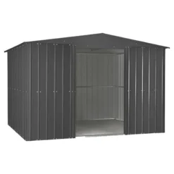 10' X 10' Globel Anthracite Grey Apex Metal Shed (3.08m X 3.09m) -Zen Gardenia Sales lotus1010ag 10x10 lotus anthracite grey metal shed cutout3 min 1