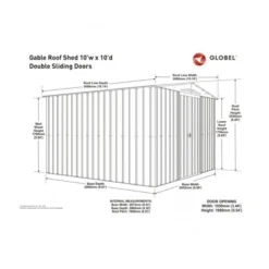 10' X 10' Globel Anthracite Grey Apex Metal Shed (3.08m X 3.09m) -Zen Gardenia Sales lotus1010ag 10x10 lotus anthracite grey metal shed drawing min 1