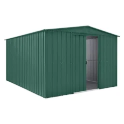 10' X 12' Globel Heritage Green Apex Metal Shed (3.07m X 3.71m) -Zen Gardenia Sales lotus1012hgsolid 10x12 lotus green metal shed cutout2 min