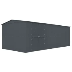 10' X 15' Globel Anthracite Grey Double Door Metal Workshop (3.07m X 4.64m) -Zen Gardenia Sales lotus1015wsag lotus 10x15 hinged workshop cutout1