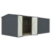 10' X 15' Globel Anthracite Grey Double Door Metal Workshop (3.07m X 4.64m) -Zen Gardenia Sales lotus1015wsag lotus 10x15 hinged workshop cutout3
