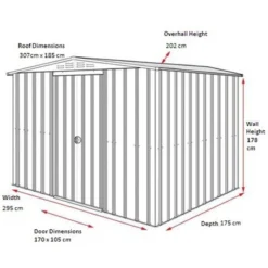 10' X 6' Globel Heritage Green Apex Metal Shed (3.07 X 1.85m) -Zen Gardenia Sales lotus106hg 04