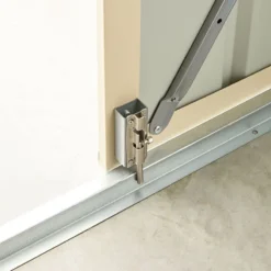 10' X 15' Globel Anthracite Grey Double Door Metal Workshop (3.07m X 4.64m) -Zen Gardenia Sales lotus10x15wsag 10x15 lotus grey metal workshop close up5 min