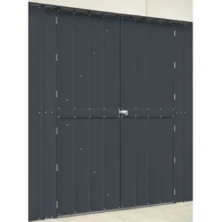 10' X 23' Globel Double Door Workshop - Athracite Grey (2.9m X 7m) -Zen Gardenia Sales lotus10x23wsag 10x23 lotus grey metal workshop close up8 min