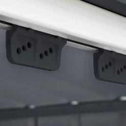 10' X 7' Globel Anthracite Grey Metal Shed (3.07m X 2.16m) 33 10' X 7' Globel Anthracite Grey Metal Shed (3.07m X 2.16m) -Zen Gardenia Sales lotus10x7ags 10x7 lotus grey metal shed close up6 min