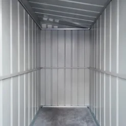 4' X 6' Globel Lean To Anthracite Grey Metal Shed (1.24m X 1.8m) 21 4' X 6' Globel Lean To Anthracite Grey Metal Shed (1.24m X 1.8m) -Zen Gardenia Sales lotus4x6leantoags 4x6 lotus lean to grey metal shed close up4 min