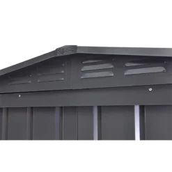 6' X 3' Globel Anthracite Grey Metal Shed (1.84m X 0.92m) -Zen Gardenia Sales lotus63ag 6x3 lotus anthracite grey metal shed close up2 min