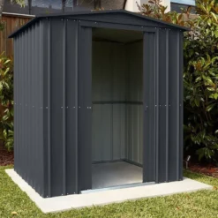 6' X 3' Globel Anthracite Grey Metal Shed (1.84m X 0.92m) -Zen Gardenia Sales lotus63ag 6x3 lotus anthracite grey metal shed insitu2 min