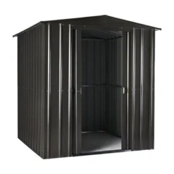6' X 4' Globel Anthracite Grey Apex Metal Shed (1.84m X 1.23m) -Zen Gardenia Sales lotus64agsolid 6x4 grey cutout2