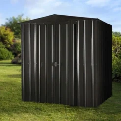 6' X 4' Globel Anthracite Grey Apex Metal Shed (1.84m X 1.23m) -Zen Gardenia Sales lotus64agsolid 6x4 grey main