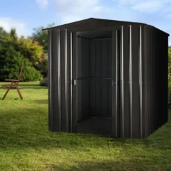 6' X 4' Globel Anthracite Grey Apex Metal Shed (1.84m X 1.23m) -Zen Gardenia Sales lotus64agsolid 6x4 grey no2