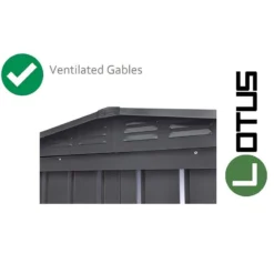 6' X 4' Globel Anthracite Grey Apex Metal Shed (1.84m X 1.23m) -Zen Gardenia Sales lotus6x4ags 6x4 lotus grey apex metal shed close up5 min