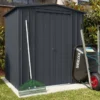 6' X 4' Globel Anthracite Grey Apex Metal Shed (1.84m X 1.23m) -Zen Gardenia Sales lotus6x4ags 6x4 lotus grey apex metal shed insitu1 min