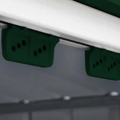 6' X 4' Globel Heritage Green Low Pent Metal Shed (1.8m X 1.24m) -Zen Gardenia Sales lotus6x4lowpenthgs 6x4 lotus green low pent metal shed close up4 min