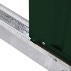 6' X 4' Globel Heritage Green Low Pent Metal Shed (1.8m X 1.24m) -Zen Gardenia Sales lotus6x4lowpenthgs 6x4 lotus green low pent metal shed close up7 min