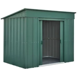 6' X 4' Globel Heritage Green Low Pent Metal Shed (1.8m X 1.24m) -Zen Gardenia Sales lotus6x4lowpenthgs 6x4 lotus green low pent metal shed cutout2 min