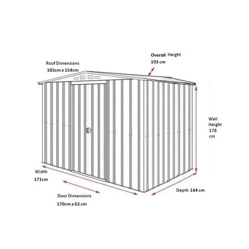 6' X 5' Globel Anthracite Grey Apex Metal Shed (1.71m X 1.44m) 5 6' X 5' Globel Anthracite Grey Apex Metal Shed (1.71m X 1.44m) - Image 3