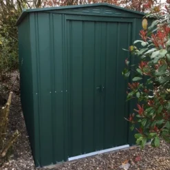6' X 8' Globel Heritage Green Apex Metal Shed (2.47m X 1.84m) -Zen Gardenia Sales lotus6x8hgs 6x8 lotus green apex metal shed insitu2 min
