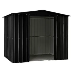 8' X 5' Globel Anthracite Grey Metal Shed (2.45m X 1.54m) -Zen Gardenia Sales lotus85ag lotus 8x5 anthracite metal shed cutout2